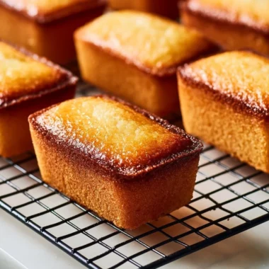 Golden almond financiers treats, deliciously baked pastries with almond flavor.