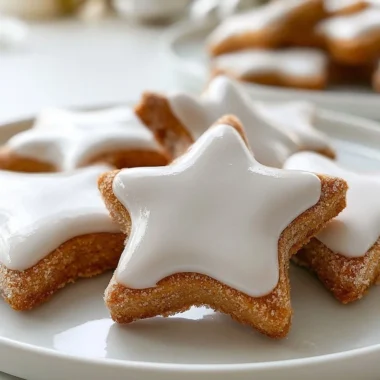 Golden Cinnamon Star Cookies ready for holiday festivities