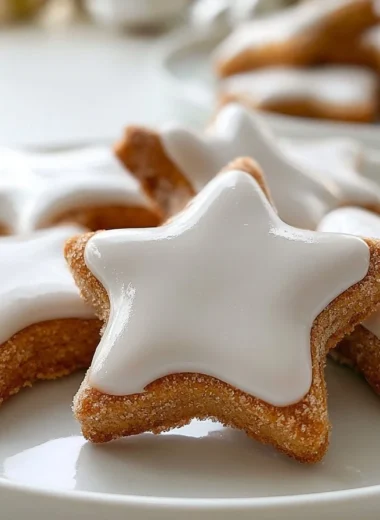 Golden Cinnamon Star Cookies ready for holiday festivities