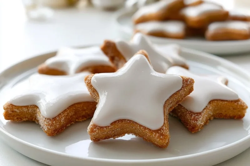 Golden Cinnamon Star Cookies ready for holiday festivities
