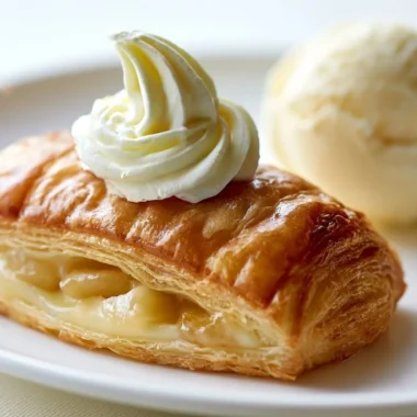 Golden German apple strudel with flaky pastry and apple filling