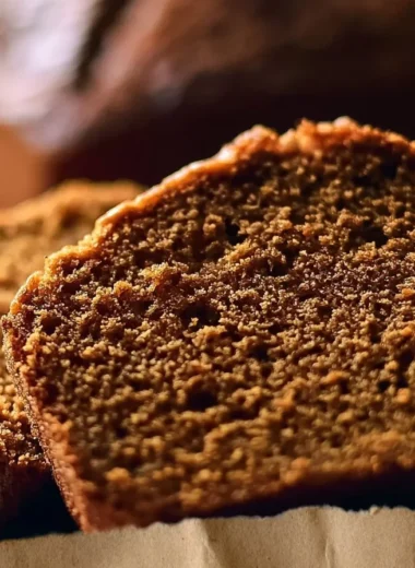 Golden Gingerbread Slice ready to serve, showcasing rich spices and holiday spirit.