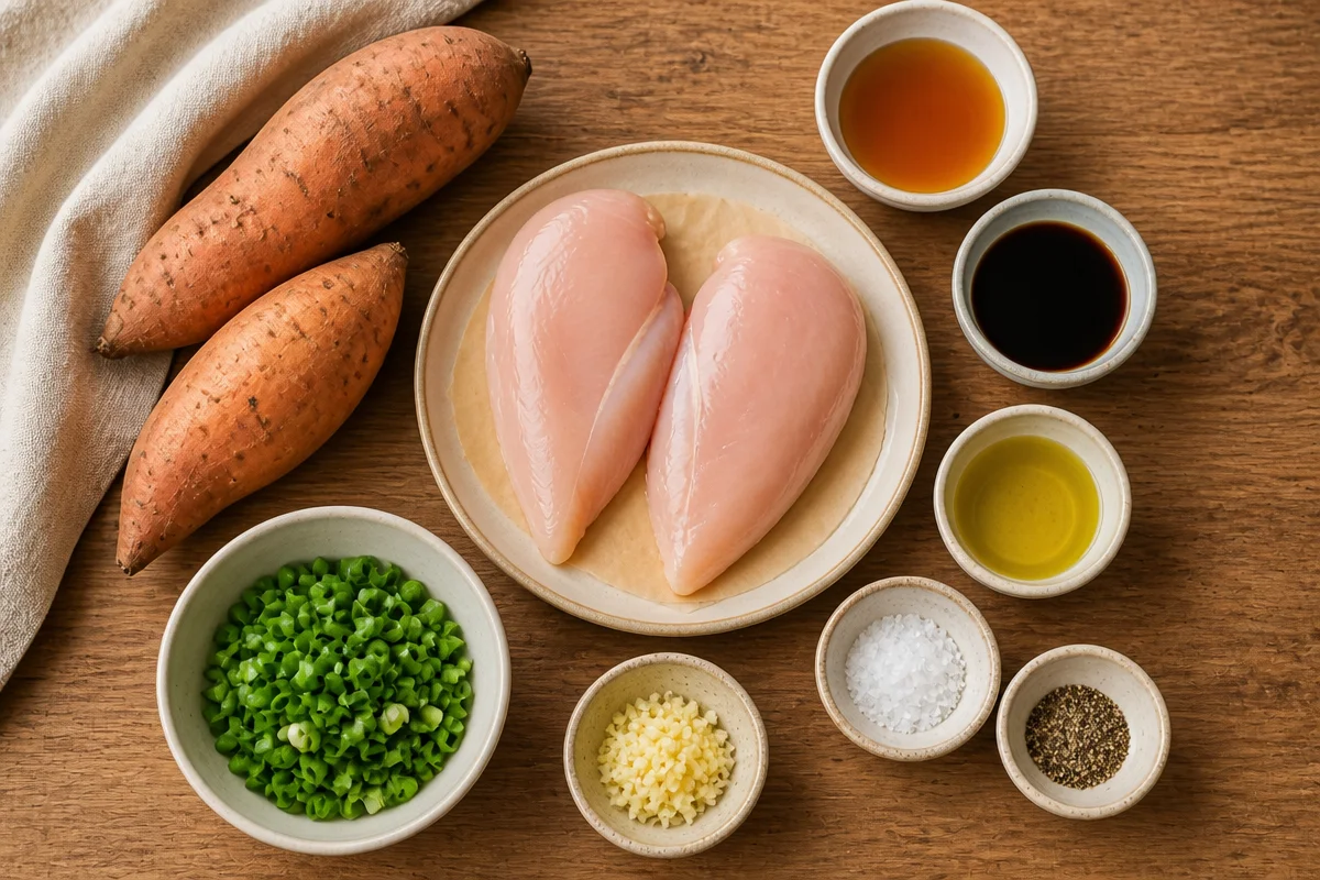 Golden Honey Garlic Chicken With Sweet Potato