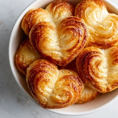 Golden puff pastry palmiers, a delicious and flaky pastry treat