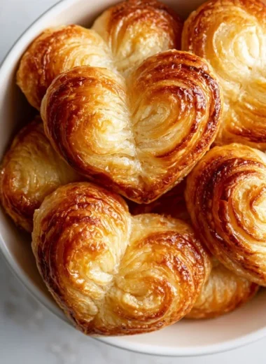 Golden puff pastry palmiers, a delicious and flaky pastry treat