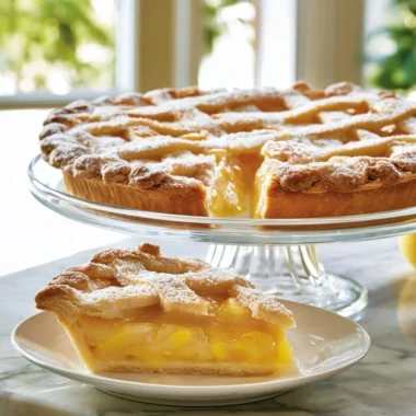 Golden Rhine Apple Cake made with fresh apples and warm spices, served as a delicious dessert.