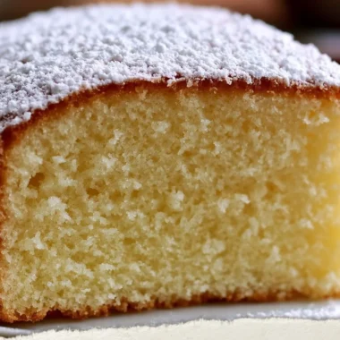 Slice of Golden Savoy Sponge Cake with delicate layers and a golden crust