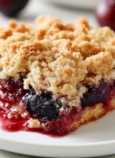 Rustic German plum cake topped with fresh plums, a delicious dessert option