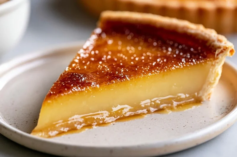 Silky French Custard Tart with a golden crust and creamy filling