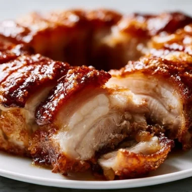 A delicious Spanferkel dish served during a festive German celebration.
