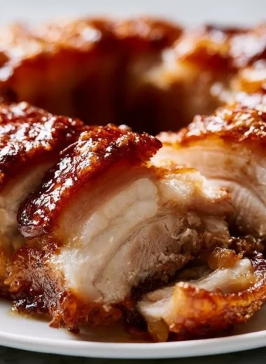 A delicious Spanferkel dish served during a festive German celebration.