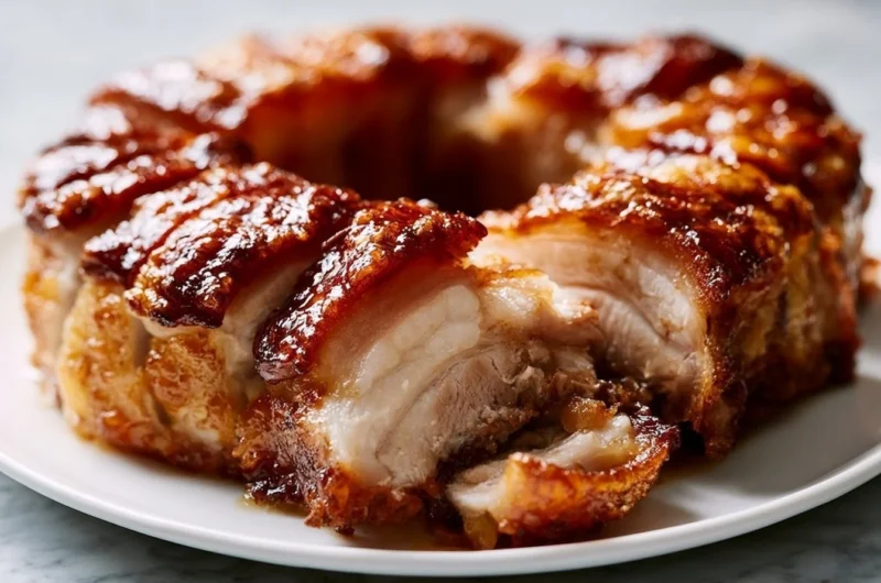 A delicious Spanferkel dish served during a festive German celebration.