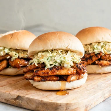 Sticky Honey Chipotle Garlic Chicken Sliders ready to serve