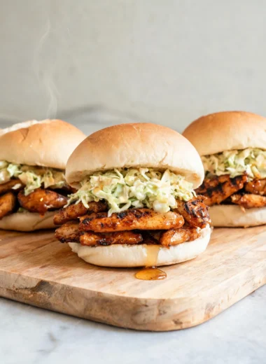 Sticky Honey Chipotle Garlic Chicken Sliders ready to serve