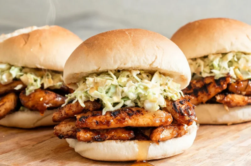 Sticky Honey Chipotle Garlic Chicken Sliders ready to serve