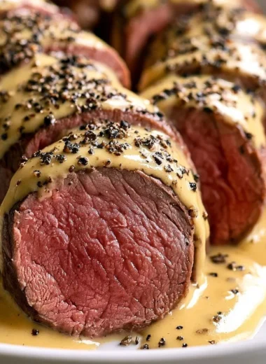 Succulent Chateaubriand beef tenderloin served with gourmet sides