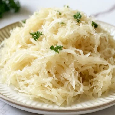 Delicious homemade German Sauerkraut in a glass jar with spices