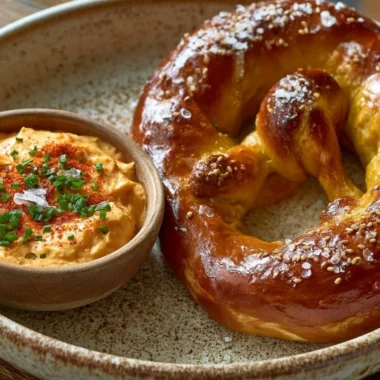 Velvety Obatzda cheese and beer spread served with pretzels