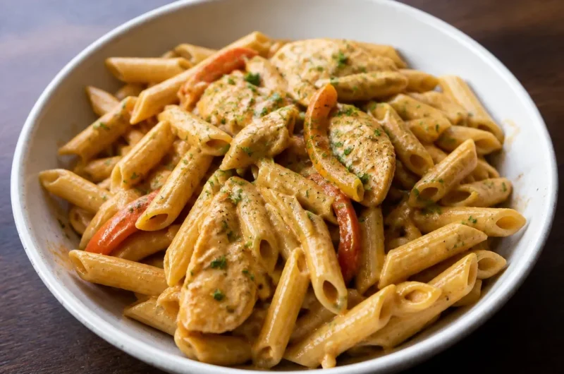 Dairy Free Cashew Cream Cajun Chicken Pasta on a plate