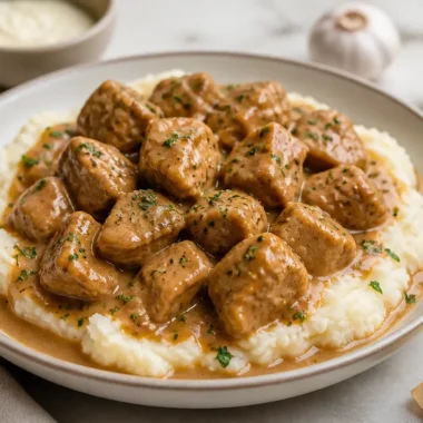 Delicious Garlic Butter Pork Bites served as an appetizer