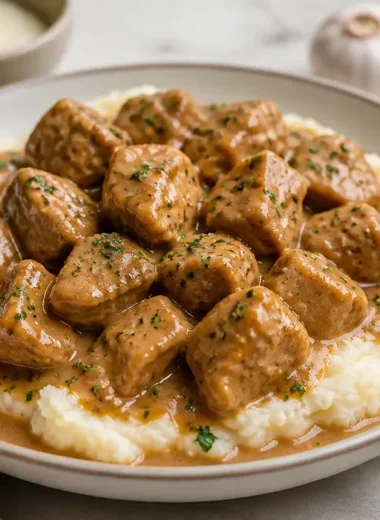 Delicious Garlic Butter Pork Bites served as an appetizer