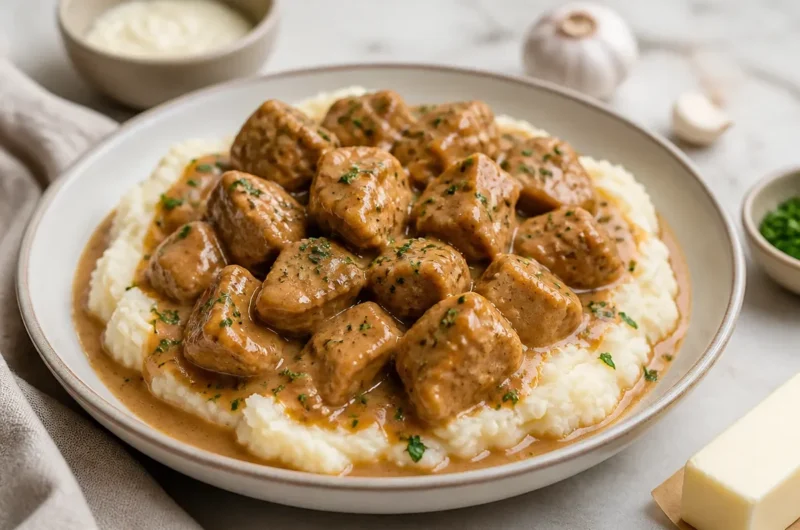 Delicious Garlic Butter Pork Bites served as an appetizer