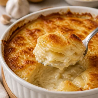 Delicious Gratin Dauphinois with creamy layers of potatoes and cheese