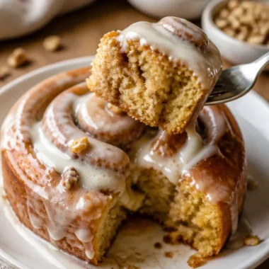 Delicious Pumpkin Spice Cinnamon Rolls topped with creamy icing