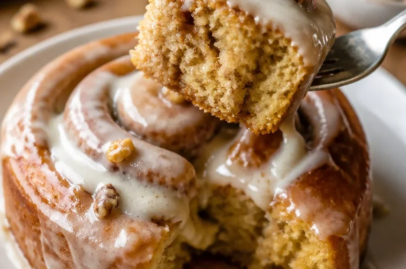 Delicious Pumpkin Spice Cinnamon Rolls topped with creamy icing